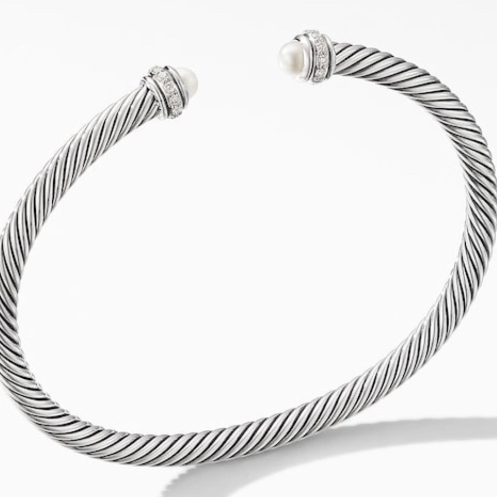 David Yurman Cable Pearl and Diamond Bracelet